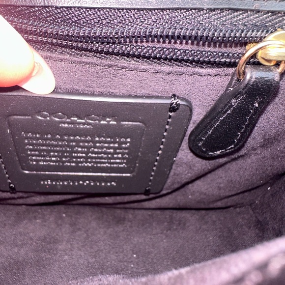 Coach Black Leather Chain Crossbody Purse - Picture 6 of 11